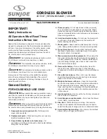 sunjoe 20ViONLTE-BLW Operator'S Manual preview