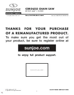 sunjoe 20ViONLTE-CS10-RM Operator'S Manual preview