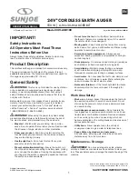 Preview for 1 page of sunjoe 24V-AGR100 Manual