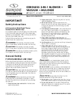 Предварительный просмотр 1 страницы sunjoe 24V-X2-BVM190 Operator'S Manual