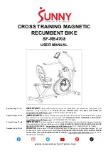 Preview for 1 page of Sunny Health & Fitness SF-RB4708 User Manual