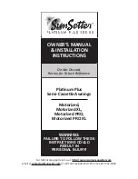 SunSetter Platinum Plus Motorized Owner'S Manual & Installation Instructions preview