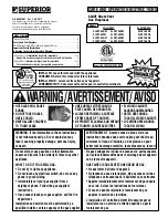 Preview for 1 page of Superior SLDVT-30NE Care And Operation Instructions Manual