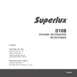 Предварительный просмотр 1 страницы Superlux D10B Quick Start Manual