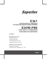 Предварительный просмотр 1 страницы Superlux E309D PRO Manual