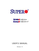 Preview for 1 page of Supero Super X8DAH+ User Manual