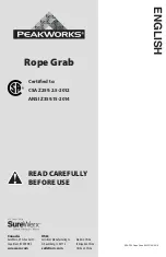 Surewerx Peakworks Rope Grab RG-11010 Manual preview