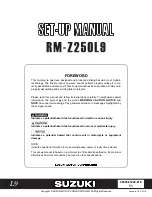 Предварительный просмотр 1 страницы Suzuki RM-Z250L9 Easy Set-Up Manual