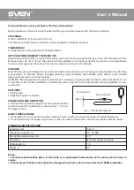 Preview for 2 page of Sven MK-150 User Manual