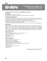 Preview for 2 page of Sven PS-485 Operation Manual