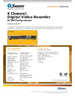 Предварительный просмотр 2 страницы Swann DVR8-8600 Specification Sheet