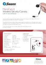 Preview for 2 page of Swann MICROCAM II SW-P-MC2A Specifications