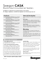 Swegon CASA SDHE125-1T Installation, Operation And Maintenance Instructions preview