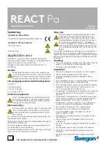 Preview for 1 page of Swegon REACT Pa Instructions For Use Manual