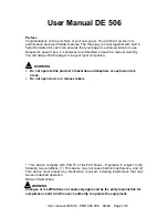 SwissPhone DE 506 User Manual preview