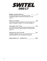 Предварительный просмотр 2 страницы switel D6017 Operating Instructions Manual