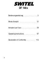 Предварительный просмотр 2 страницы switel DF 1401 Operating Instructions Manual