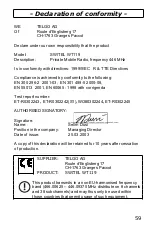 Предварительный просмотр 59 страницы switel WT119 Operating Instructions Manual