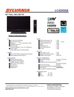 Sylvania LC420SS8 Specification Sheet предпросмотр