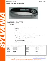 Sylvania SMP1003 Specification Sheet предпросмотр