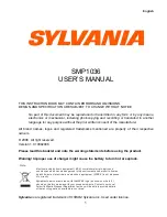 Preview for 1 page of Sylvania SMP1036 User Manual