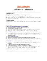 Preview for 1 page of Sylvania SMPK8854 User Manual