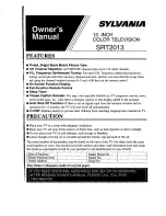 Preview for 1 page of Sylvania SRT2013 Owner'S Manual