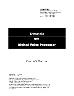 Preview for 1 page of Symetrix 601 Owner'S Manual