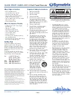 Preview for 1 page of Symetrix ARC-3 Quick Start Manual