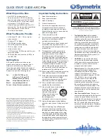 Preview for 1 page of Symetrix ARC-PSe Quick Start Manual