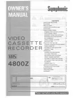 Preview for 1 page of Symphonic 4800Z Owner'S Manual