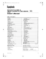 Предварительный просмотр 1 страницы Symphonic UDV680 Owner'S Manual