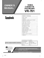 Symphonic VR-701 Owner'S Manual preview