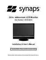 Preview for 1 page of Synaps 11010230Y3 Installation & User Manual