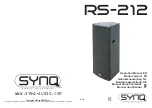 SYNQ AUDIO RESEARCH RS-212 Operation Instructions Manual preview