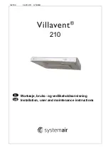 SystemAir Villavent 210 Installation, User And Maintenance Instructions предпросмотр