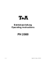 T+A PH 2000 Operating Instructions Manual предпросмотр