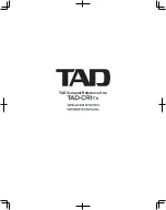 TAD Compact Reference One Owner'S Manual preview