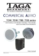 Preview for 1 page of Taga Harmony Commercial Audio TBS Series User Manual