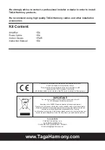 Предварительный просмотр 16 страницы Taga Harmony HTA-25B Instruction Manual