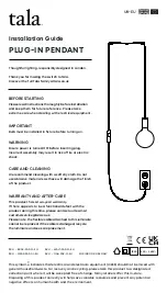 Предварительный просмотр 1 страницы Tala PLUG-IN PENDANT Installation Manual