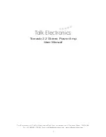 Предварительный просмотр 1 страницы Talk electronics Tornado 2.2 User Manual