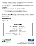 Preview for 3 page of Tamarack Technologies INFINITY 1100 Cool & Quiet Product Manual & Installation Manual