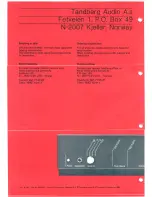 Предварительный просмотр 24 страницы TANDBERG TIA 3012A Service Manual And Parts List