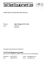 Preview for 1 page of T&R KV30-40 Operating And Maintenance Manual