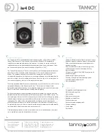 Preview for 1 page of Tannoy iw4DC Specifications