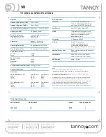 Предварительный просмотр 2 страницы Tannoy V8 Technical Specifications