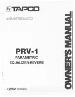 Preview for 1 page of Tapco Parametric Equalizer-Reverb PRV-1 Owner'S Manual