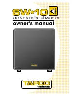 Preview for 1 page of Tapco SW-10 Owner'S Manual