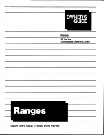 Preview for 1 page of Tappan 37 series Owner'S Manual